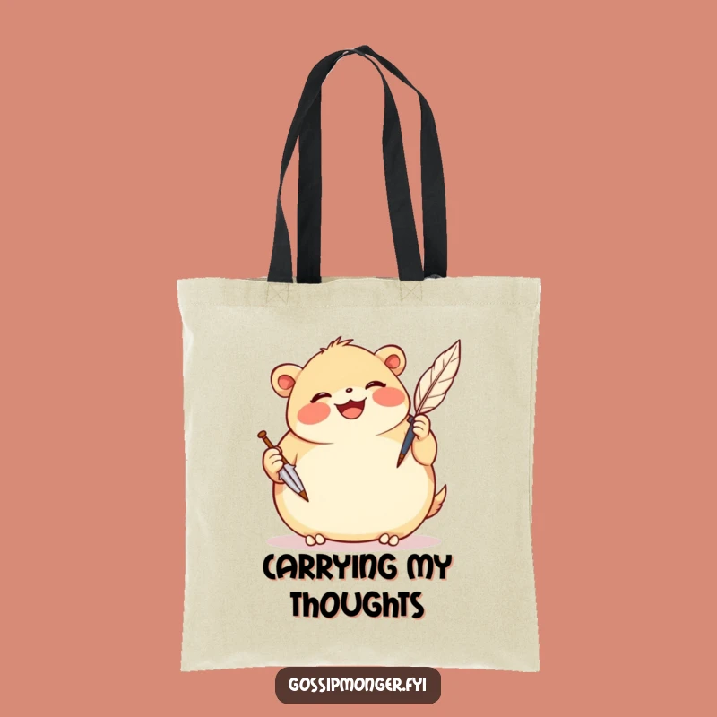 Funny Scribe Creature Tote Bag: Quill Scribe's Companion, Perfect Humorous Gift!