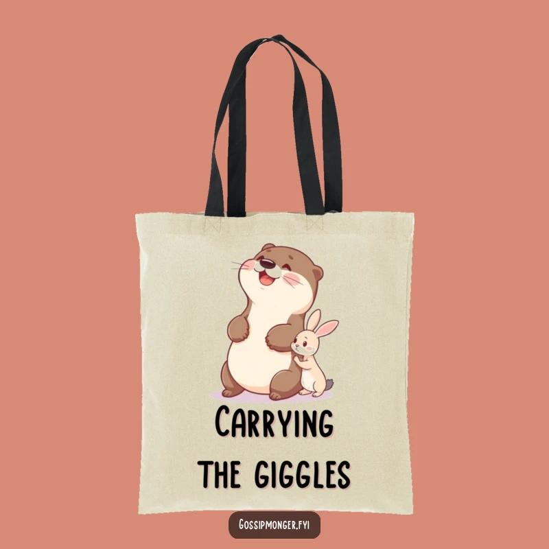 Funny Otter Tote Bag, Amused Rabbit Watcher, Hilarious Gift!