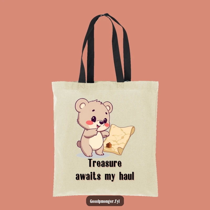 Funny Bear Cub Treasure Map Tote Bag: Carry Your Treasures with Playful Style