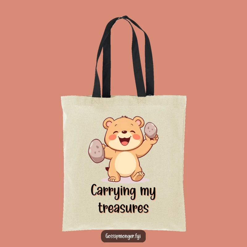 Funny Bear Tote Bag, Juggling Pebble Carrier, Hilarious Gift!