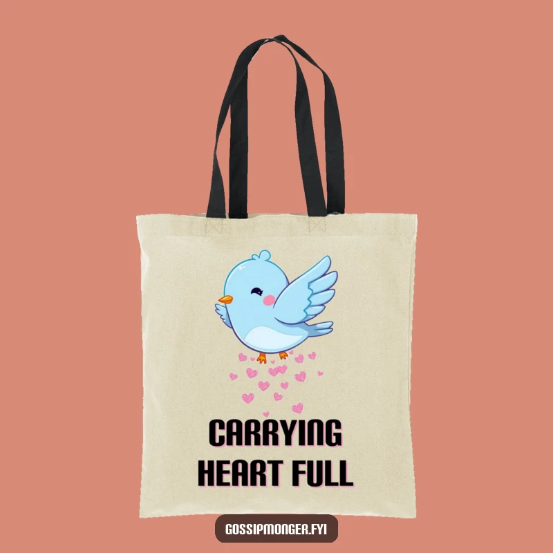 Funny Bluebird Hearts Tote Bag: Durable Playful Flutter, Perfect Funny Gift for Everyday Carry