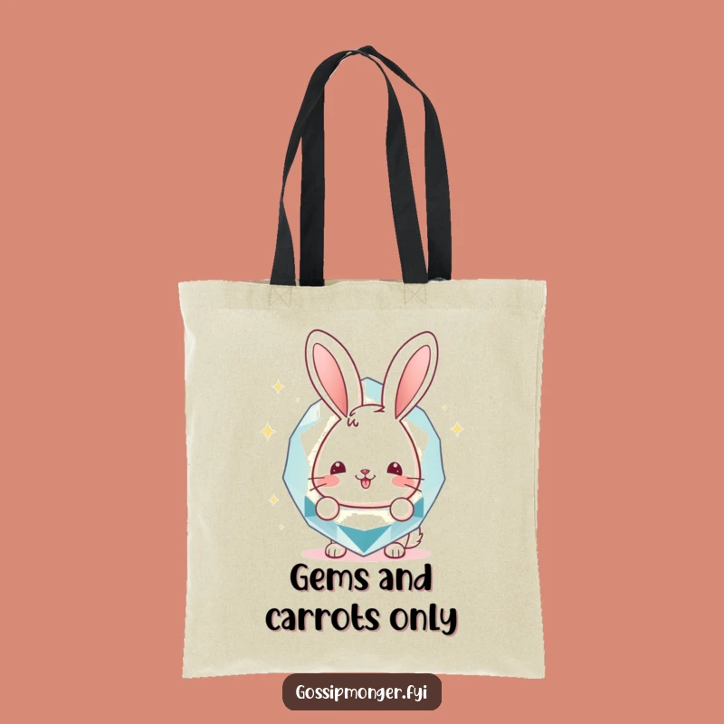 Funny Bunny Gemstone Tote Bag: Chic Carry-all with Cheerful Peek, Funny Gift