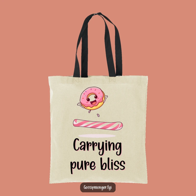Funny Donut On Candy Cane Tote Bag - Stylish & Hilarious Sweet Treat Carry-All