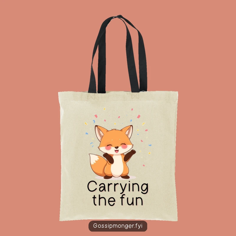 Funny Fox Tote Bag, Party Confetti Carrier, Hilarious Gift!