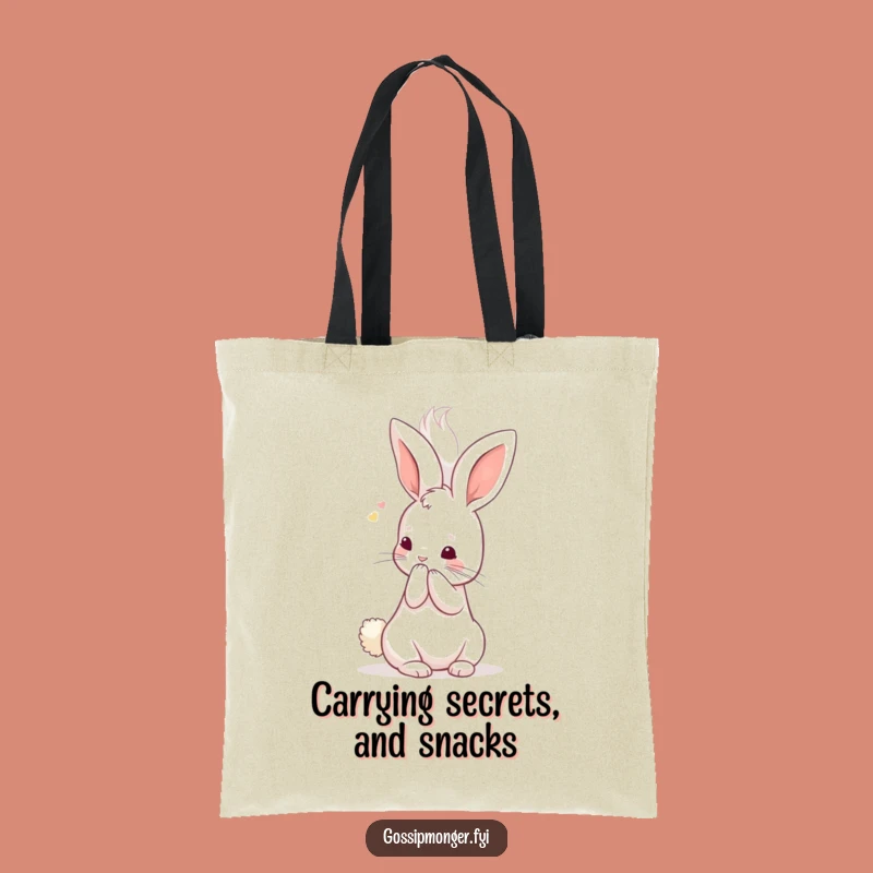 Funny Kawaii Rabbit Secret Keeper Tote Bag, Cute Ear Whispering Accessory Gift