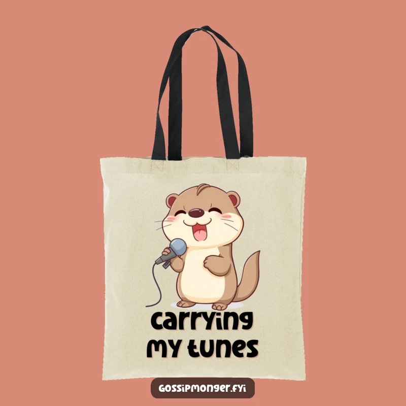 Funny Otter Tote Bag: Giggling Singer Otter with Seashell Mic, Trendy Gift