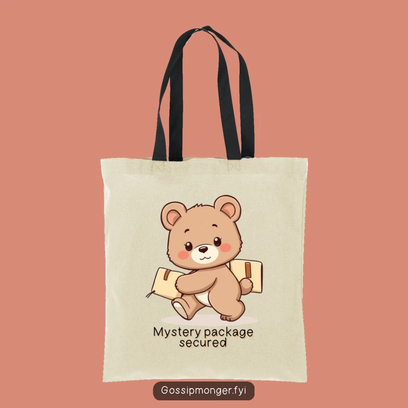 Funny Bear Cub Tote Bag - Secret Package Character Carry-All Gift